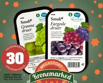 Coop Mega Smak* grønne/ fargede druer tilbud