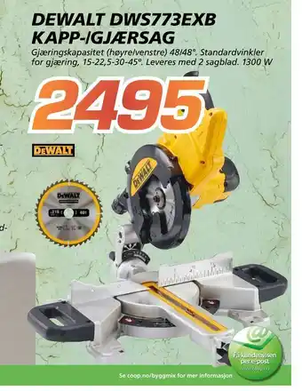 Coop Byggmix Dewalt dws773exb kapp-/gjærsag tilbud