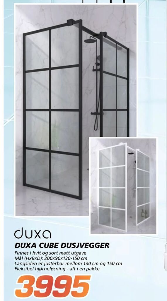 Coop Byggmix Duxa cube dusjvegger tilbud