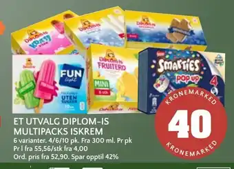 Coop Mega Et utvalg diplom-is multipacks iskrem tilbud