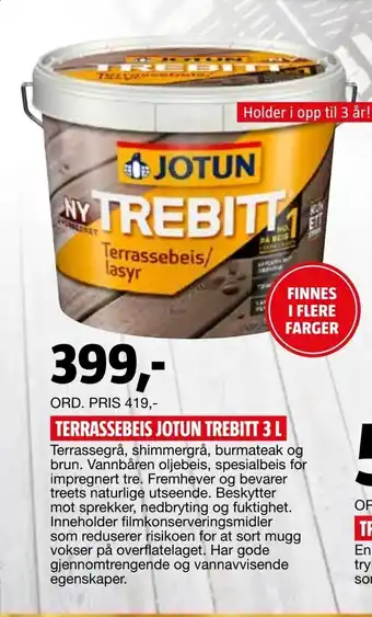 Bauhaus Terrassebeis jotun trebitt 3 l tilbud