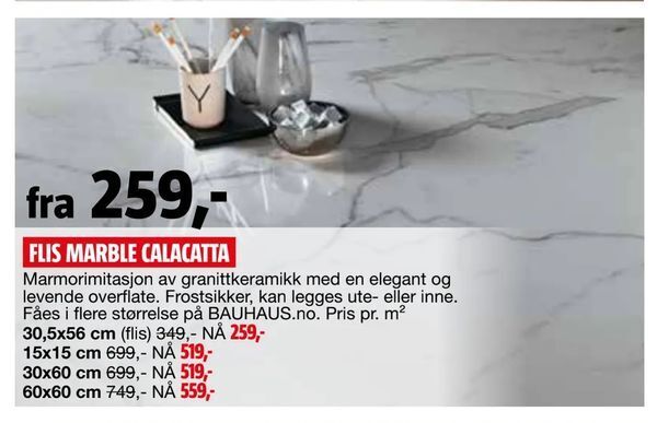 Bauhaus Flis marble calacatta tilbud