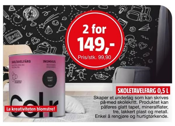 Bauhaus Skoletavelfarg 0,5 l tilbud