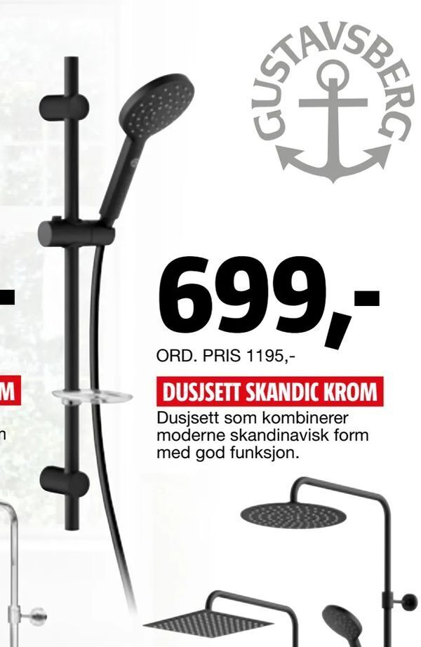 Bauhaus Dusjsett skandic krom tilbud