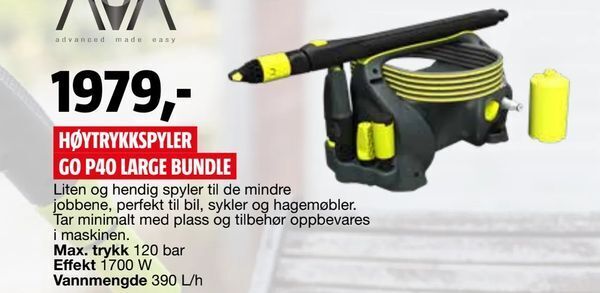 Bauhaus Høytrykkspyler go p40 large bundle tilbud