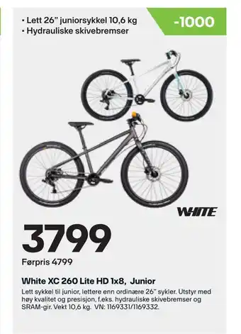 XXL Sport White XC 260 Lite HD 1x8, Junior tilbud