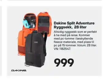 XXL Sport Dakine Split Adventure Ryggsekk, 28 liter tilbud