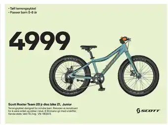 XXL Sport Scott Roxter Team 20 jr disc bike 21, Junior tilbud