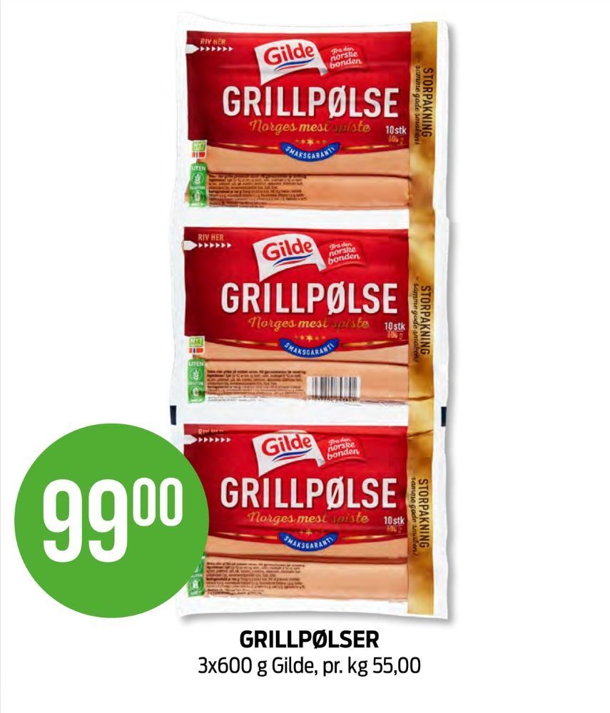 Kiwi Gilde grillpølser tilbud