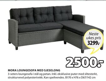 JYSK Mora Loungesofa Med Sjeselong tilbud