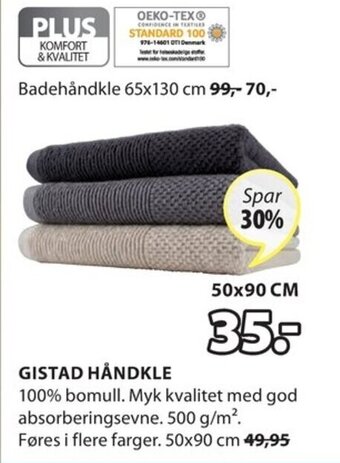 JYSK Gistad Håndkle tilbud