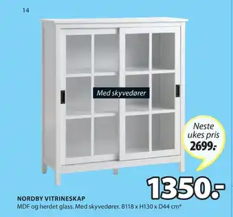 JYSK Nordby Vitrineskap tilbud