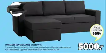 JYSK Mariager Sovesofa Med Sjeselong tilbud