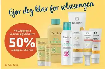 Apotek 1 All solpleie fra Cosmica og Cliniderm tilbud