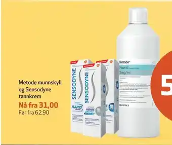 Apotek 1 Metode munnskyll og Sensodyne tannkrem tilbud