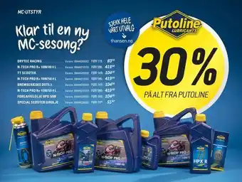 Thansen Putoline lubricants tilbud