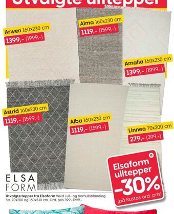 Rusta Elsaform teppe tilbud