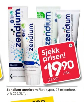 Rusta Zendium tannkrem tilbud