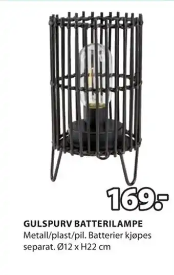 JYSK Gulspurv batterilampe tilbud