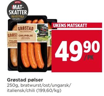 Meny Grøstad pølser tilbud