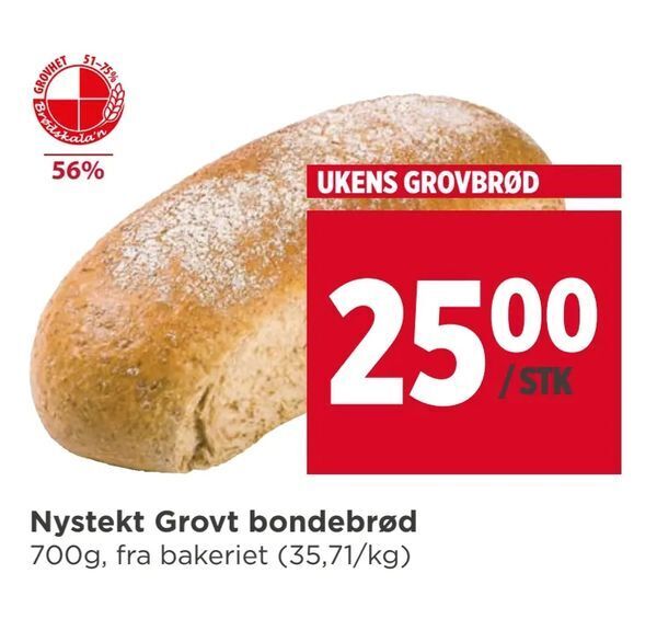Meny Nystekt Grovt bondebrød tilbud