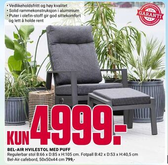 Europris Bel-air hvilestol med puff tilbud