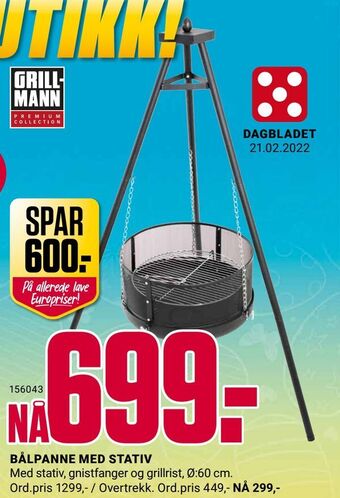 Europris Bålpanne med stativ tilbud