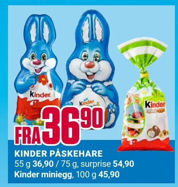 Europris Kinder påskehare tilbud