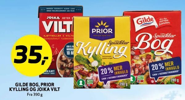 Bunnpris Gilde bog, prior kylling og joika vilt tilbud