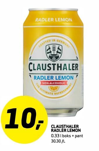 Bunnpris CLAUSTHALER RADLER LEMON tilbud