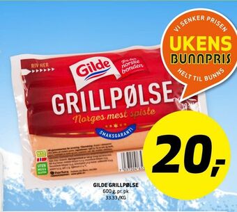 Bunnpris Gilde grillpølse tilbud