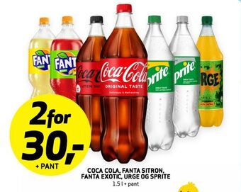 Bunnpris Coca cola, fanta sitron, fanta exotic, urge og sprite tilbud