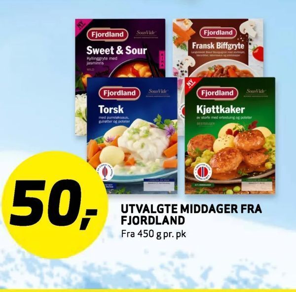 Bunnpris Utvalgte middager fra fjordland tilbud