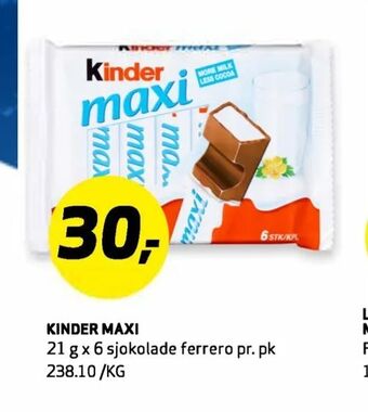 Bunnpris Kinder maxi tilbud