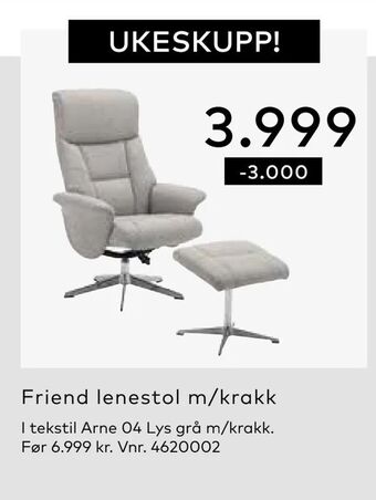 Skeidar Friend lenestol m/krakk tilbud