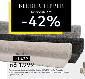 Skeidar Berber tepper tilbud