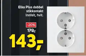 Megaflis Elko Plus dobbel stikkontakt tilbud