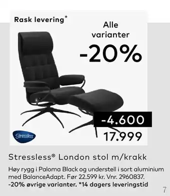 Skeidar Stressless® London stol m/krakk tilbud