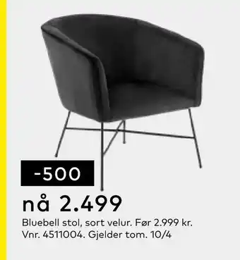 Skeidar Bluebell stol, sort velur tilbud