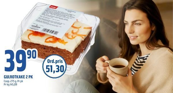 Coop Obs Gulrotkake 2 pk tilbud
