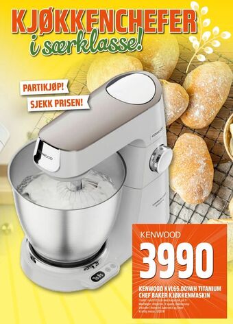 Coop Obs Kenwood kvl65001wh titanium chef baker kjøkkenmaskin tilbud