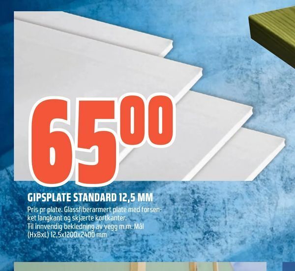 Coop Obs Gipsplate standard 12,5 mm tilbud