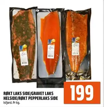 Coop Obs Røkt laks side/gravet laks helside/røkt pepperlaks side tilbud
