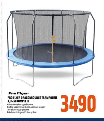 Coop Obs Pro flyer dragonbounce trampoline 3,96 m komplett tilbud