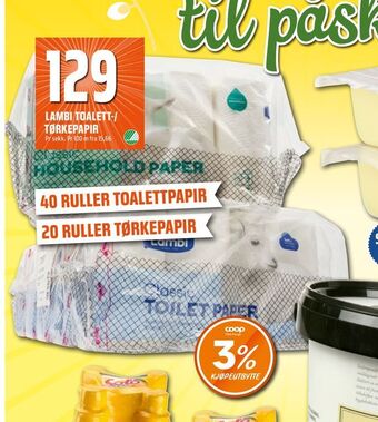 Coop Obs Lambi toalett-/ tørkepapir tilbud