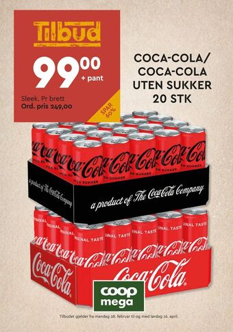 Coop Mega Coca-cola/ coca-cola uten sukker tilbud