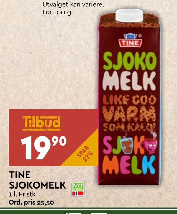 Coop Mega Tine sjokomelk tilbud