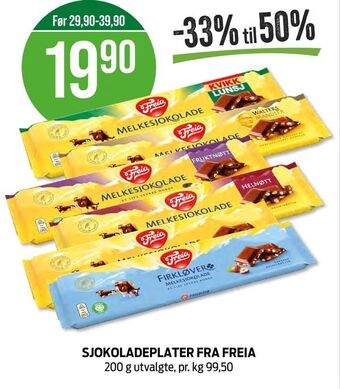 Kiwi Sjokoladeplater fra freia tilbud