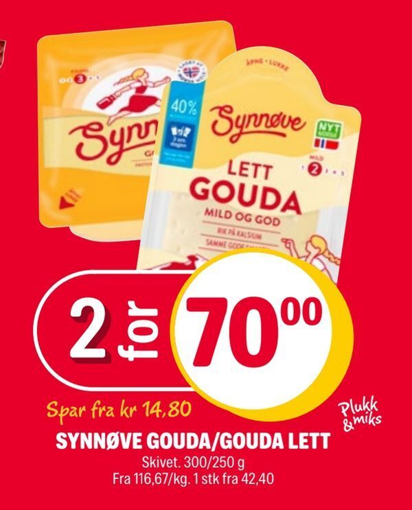 Coop Extra Synnøve gouda/gouda lett tilbud