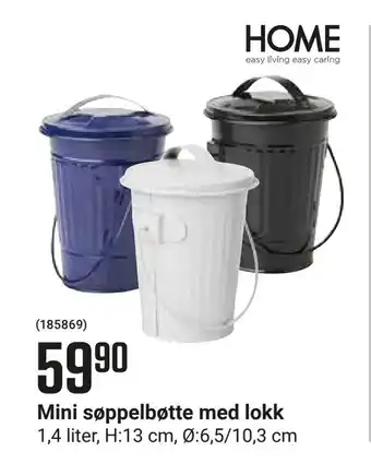 Europris Mini søppelbøtte med lokk tilbud